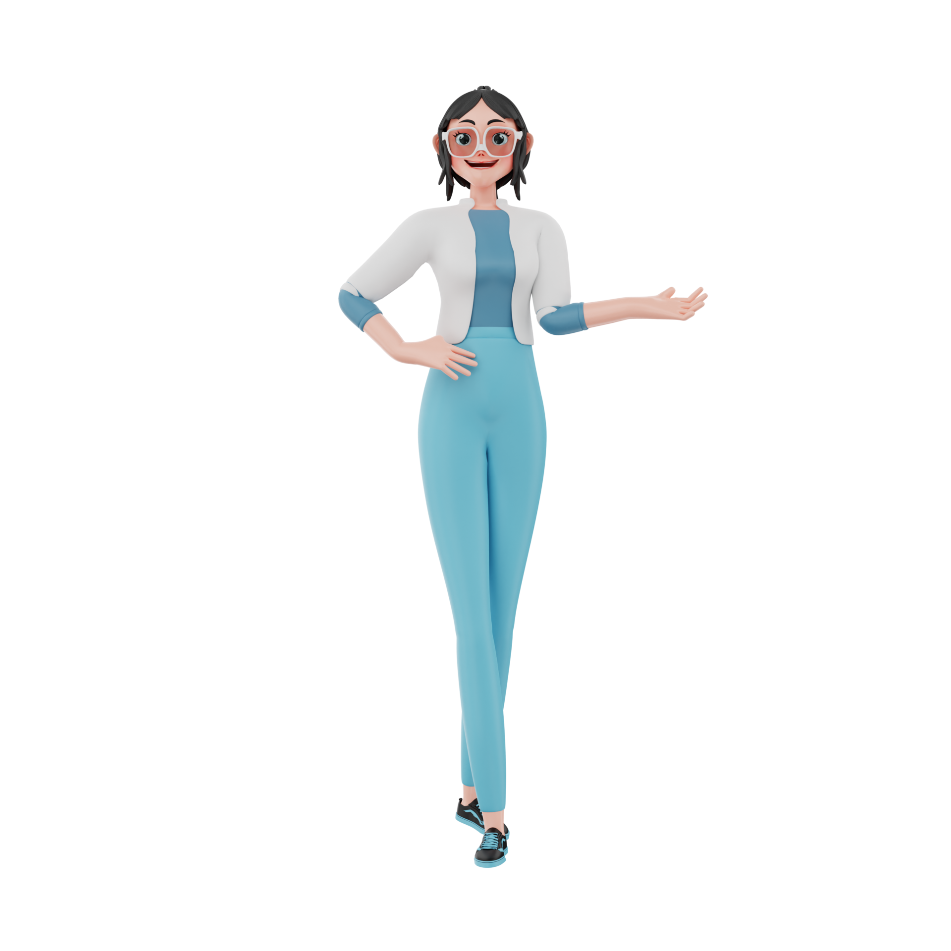 3D illustration of Joana Inácio welcoming visitors